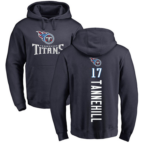 Tennessee Titans Men Navy Blue Ryan Tannehill Backer NFL Football #17 Pullover Hoodie Sweatshirts